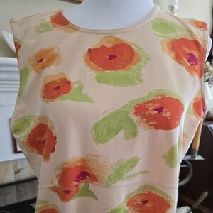 Floral Print Sigrid Olsen Sport Large Peach, Orange and Green Dress